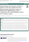 Cover page: Epidemiology and treatment of Behçet’s disease in the USA: insights from the Rheumatology Informatics System for Effectiveness (RISE) Registry with a comparison with other published cohorts from endemic regions