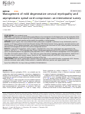 Cover page: Management of mild degenerative cervical myelopathy and asymptomatic spinal cord compression: an international survey.