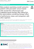 Cover page: Meta-analysis examining overall survival in patients with pancreatic cancer treated with second-line 5-fluorouracil and oxaliplatin-based therapy after failing first-line gemcitabine-containing therapy: effect of performance status and comparison with other regimens