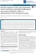 Cover page: Genome sequence of the pink–pigmented marine bacterium Loktanella hongkongensis type strain (UST950701–009PT), a representative of the Roseobacter group