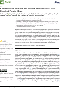 Cover page: Comparison of Nutrition and Flavor Characteristics of Five Breeds of Pork in China