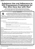 Cover page: Substance Use and Adherence to HIV Preexposure Prophylaxis for Men Who Have Sex with Men1