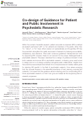 Cover page: Co-design of Guidance for Patient and Public Involvement in Psychedelic Research