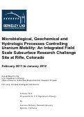 Cover page: Microbiological, Geochemical and Hydrologic Processes Controlling Uranium Mobility: An Integrated Field Scale Subsurface Research Challenge Site at Rifle, Colorado, February 2011 to January 2012