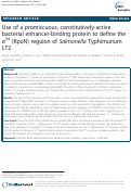 Cover page: Use of a promiscuous, constitutively-active bacterial enhancer-binding protein to define the Ï�54 (RpoN) regulon of Salmonella Typhimurium LT2