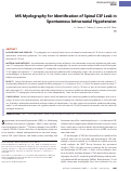 Cover page: MR myelography for identification of spinal CSF leak in spontaneous intracranial hypotension.