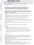 Cover page: Investigation of association between environmental and socioeconomic factors and preterm birth in California