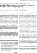 Cover page: A Phospholipid Substrate Molecule Residing in the Membrane Surface Mediates Opening of the Lid Region in Group IVA Cytosolic Phospholipase A2 *