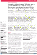 Cover page: Associations of baseline use of biologic or targeted synthetic DMARDs with COVID-19 severity in rheumatoid arthritis: Results from the COVID-19 Global Rheumatology Alliance physician registry