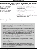 Cover page of Food and Housing Insecurity, Resource Allocation, and Follow-up in a Pediatric Emergency Department