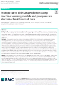 Cover page: Postoperative delirium prediction using machine learning models and preoperative electronic health record data