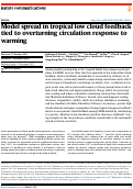 Cover page: Model spread in tropical low cloud feedback tied to overturning circulation response to warming.