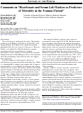 Cover page: Comments on “Bicarbonate and Serum Lab Markers as Predictors of Mortality in the Trauma Patient”