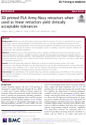 Cover page: 3D printed PLA Army-Navy retractors when used as linear retractors yield clinically acceptable tolerances.