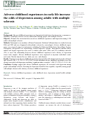 Cover page: Adverse childhood experiences in early life increase the odds of depression among adults with multiple sclerosis.