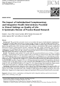 Cover page: The Impact of Individualized Complementary and Integrative Health Interventions Provided in Clinical Settings on Quality of Life: A Systematic Review of Practice-Based Research.