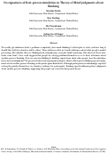 Cover page: No signatures of first-person simulation in Theory of Mind judgments about thinking