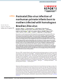 Cover page: Postnatal Zika virus infection of nonhuman primate infants born to mothers infected with homologous Brazilian Zika virus