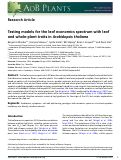 Cover page: Testing models for the leaf economics spectrum with leaf and whole-plant traits in Arabidopsis thaliana