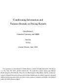 Cover page: Conditioning Information and Variance on Pricing Kernals