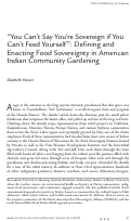 Cover page: “You Can't Say You're Sovereign if You Can't Feed Yourself”: Defining and Enacting Food Sovereignty in American Indian Community Gardening