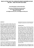 Cover page: Back Cutting and Tool Wear Influence on Burrs in Face Milling - Analysis and Solutions