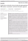 Cover page: Lumbar intervertebral disc characterization through quantitative MRI analysis: An automatic voxel‐based relaxometry approach