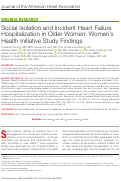 Cover page: Social Isolation and Incident Heart Failure Hospitalization in Older Women: Women’s Health Initiative Study Findings