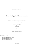 Cover page: Essays in Applied Microeconomics