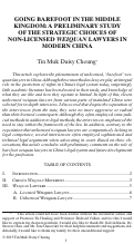 Cover page: Going Barefoot in the Middle Kingdom: A Preliminary Study of the Strategic Choices of Non-Licensed <em>Weiquan</em> Lawyers in Modern China