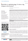 Cover page: Biosimilars in ophthalmology: “Is there a big change on the horizon?”