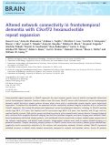 Cover page: Altered network connectivity in frontotemporal dementia with C9orf72 hexanucleotide repeat expansion