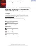 Cover page: Differential Contributions of Language Skills to Children's Episodic Recall