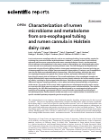 Cover page: Characterization of rumen microbiome and metabolome from oro-esophageal tubing and rumen cannula in Holstein dairy cows.