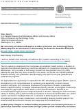 Cover page of University of California Response to Office of Science and Technology Policy (OSTP) Request for Information on Accelerating the American Scientific Enterprise (Docket ID No. OSTP-TECH-2025-0100)