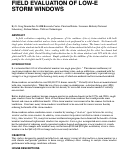 Cover page: Field Evaluation of Low-E Storm Windows