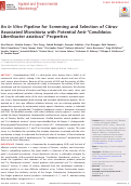 Cover page: An In Vitro Pipeline for Screening and Selection of Citrus-Associated Microbiota with Potential Anti-“Candidatus Liberibacter asiaticus” Properties