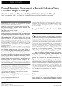 Cover page: Physical Restraints: Consensus of a Research Definition Using a Modified Delphi Technique