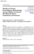 Cover page of Abolition Feminist Storytelling as Methodology: Lessons Within the Stories We (Re)Tell About Punishment and Violence