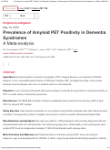 Cover page: Prevalence of amyloid PET positivity in dementia syndromes: a meta-analysis.