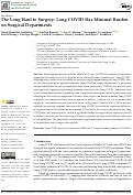 Cover page of The Long Haul to Surgery: Long COVID Has Minimal Burden on Surgical Departments.