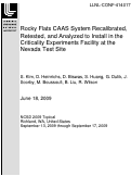 Cover page of Rocky Flats CAAS System Recalibrated, Retested, and Analyzed to Install in the Criticality Experiments Facility at the Nevada Test Site