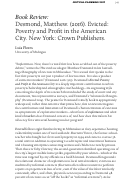 Cover page: Book Review:  Desmond, Matthew. (2016). Evicted: Poverty and Profit in the American City. New York: Crown Publishers.