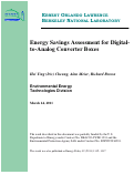 Cover page: Energy Savings Assessment for Digital-to-Analog Converter Boxes