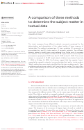 Cover page: A comparison of three methods to determine the subject matter in textual data