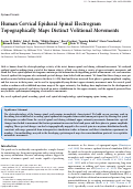 Cover page: Human Cervical Epidural Spinal Electrogram Topographically Maps Distinct Volitional Movements.