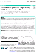 Cover page: Utility of illness symptoms for predicting COVID-19 infections in children.