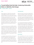Cover page of Transit Safety Past the Peak: Centering Vulnerable Riders in Mobility Hub Design
