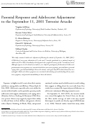 Cover page: Parental response and adolescent adjustment to the September 11, 2001 terrorist attacks.