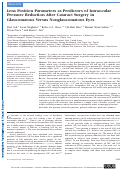 Cover page: Lens Position Parameters as Predictors of Intraocular Pressure Reduction After Cataract Surgery in Glaucomatous Versus Nonglaucomatous Eyes.